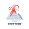 Volcano eruption vector icon in simple flat style. Natural disaster. Colorful illustration of dangerous situation