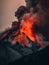 A volcano erupts smoke as it erupts into the air. AI generative image.