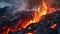 a volcano fire erupting volcanic eruption hot smoke lava magma flames erupt flame flow surface molten Hawaii burn scorch liquid