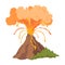 Volcano icon. Magma nature blowing up with smoke. An awakened vulcan activity fire and smoke element. Volcano eruption