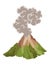 Volcano icon. Magma nature blowing up with smoke. An awakened vulcan activity, smoke element. Volcano eruption. Flat