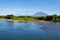 Volcano Koryaksy and river Avacha on Kamchatka.