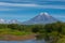 Volcano Koryaksy and river Avacha on Kamchatka.