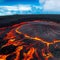 Volcano Landscape with Molten Lava and Solidified Igneous Rock