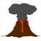 Volcano with Lava and a Column of Smoke. Volcanic Eruption. For Print. Modern flat Vector image Isolated
