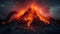 a volcano with lava and lava pouring out of it\\\'s sides in the night sky, with bright orange and red