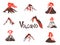 Volcano logo set. Volcanic eruption. Vector illustration, isolated on white.