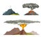 Volcano magma nature blowing up with smoke volcanic eruption lava mountain vector illustration