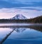 Volcano Mount Adams at Sunrise with Smooth Lake Reflection Washington State Great Northwest United States. Beautiful landscape