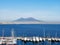 Volcano Mount Vesuvio from Lungomare Napoli. April 25, 2018 Napoli, Italy - Europe.