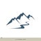 Volcano Mountain and Creek Line Vector Logo Template Illustration Design