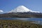 Volcano Parinacota and lake Chungara