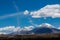 Volcano Parinacota and Pomerape snow top in Chile and Bolivia