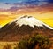 Volcano Parinacota at sunset. Chile, South America.