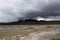 Volcano in rain clouds. Ecuador, South America