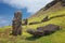 Volcano and Rano Raraku quarry, where most of the moai of Easter