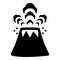 Volcano spewing lava and rocks icon black color vector illustration image flat style