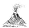 Volcano spewing lava sketch hand drawn in doodle style