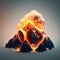 Volcano spewing red lava isolated on gradient background. Scientific model of a black volcanic eruption. Trending illustration of