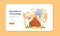 Volcanologist web banner or landing page. Geologist studying