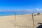 Voleyball playground and sail catamaran at the beach