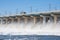 Volgograd. Russia - 16 April 2017. The dam of the Volga hydroelectric water discharge