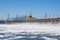 Volgograd. Russia - 16 April 2017. The dam of the Volga hydroelectric water discharge