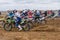 Volgograd, Russia - April 19, 2015: Motorcycle racer took the race start, at the stage of the Open Championship Motorcycle Cross