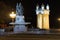 Volgograd, Russia - November 1. 2016. Fountain Art and colonnade on central embankment.