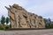 Volgograd. Russia-September 7, 2019. Monument-ensemble to the heroes of the Battle of Stalingrad, wall-bas-relief of the Memorial