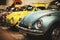 Volkswagen Beetle classic vehicles side by side at the exhibition of classic cars Izmir fair