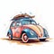 Volkswagen Beetle Watercolor Painting Art Print