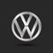 Volkswagen car emblem logo metal 3d vector illustration on dark background