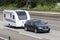 Volkswagen Passat towing a caravan