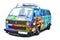 Volkswagen Transporter T3 classic German popular van, multicolor colors, white background