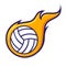 Volley Ball With Flames Icon Symbol