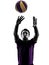 Volley ball player man silhouette white background