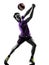 Volley ball player man silhouette white background