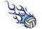 Volleyball ball with flames and blue fire