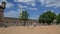 Volleyball on the beach near the Peter and Paul fortress. St. Petersburg. 4K.
