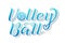 Volleyball blue gradient lettering on white background,