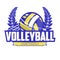 Volleyball championship logo with ball.