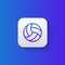 Volleyball line icon isolated on gradient background