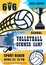 Volleyball match, sport summer beach game poster