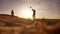 Volleyball. Men play volleyball on the beach silhouette sun sunset sport