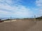 Volleyball net or court with sand at beach in Newport, Oregon