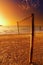 Volleyball net on the tropical beach