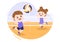 Volleyball Player on the Attack for Sport Competition Series Indoor in Flat Cute Kids Cartoon Illustration