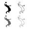 Volleyball player hits the ball with top silhouette side view Attack ball icon set grey black color illustration outline flat