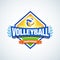 Volleyball team logo template. Volleyball emblem, logotype template, t-shirt apparel design.